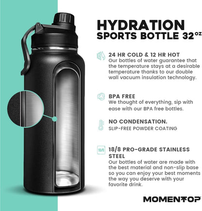 40oz  SPORT BOTTLE MOMENTOP™ | DOUBLE BLACK