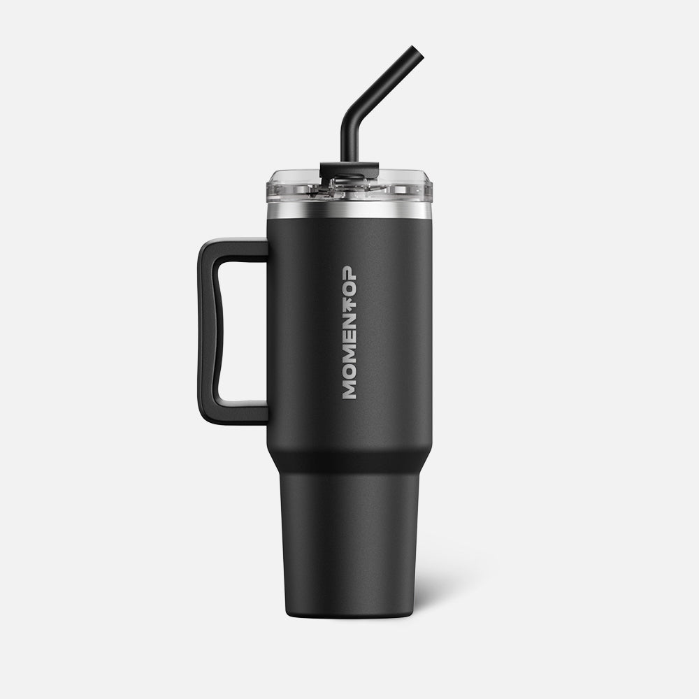 40oz SPORT TUMBLER WITH SIDE HANDLE MOMENTOP™|  DOUBLE BLACK